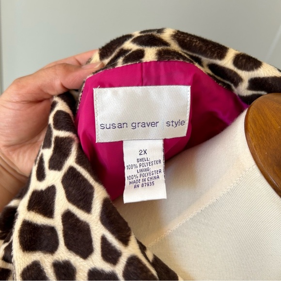 Susan Graver Style Womens 2X Fleece Vest Animal Print Office Work Fall - Picture 7 of 8